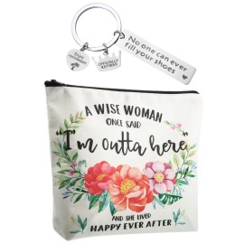 Xuniea Retirement Gifts Set for Woman, Retired Makeup Bag and Retired Keychain Funny Teacher Coworker Retired Party Presents for Wife Mom Coworkers Nurse Retirees Colleagues Work Leaving Present