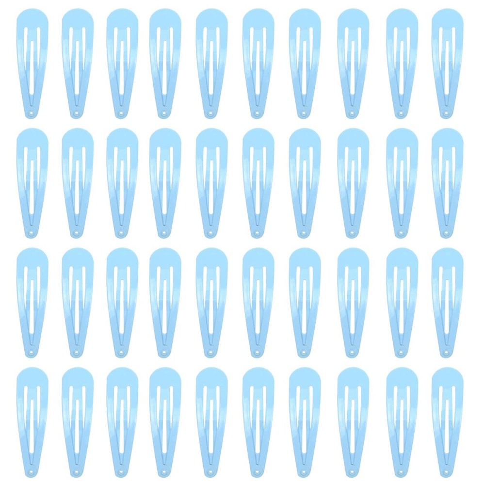 40 Counts Blue Color Metal Snap Hair Clips 2 Inch Barrettes for Women Accessories