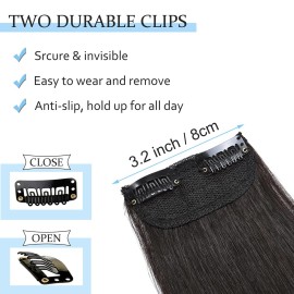 SEGO Clip in Short Hair Extensions 4 Inch 100% Human Hair Toppers for Women Adding Volume -1 Pcs 8g 1B Natural Black