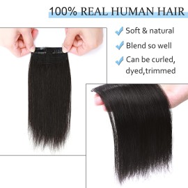 SEGO Clip in Short Hair Extensions 4 Inch 100% Human Hair Toppers for Women Adding Volume -1 Pcs 8g 1B Natural Black