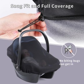 Infant Car Seat Cover Baby Car Seat Canopy Cover Car Seat Bug Net Cover-See Through and Ventilated Mesh Fabric for Summer