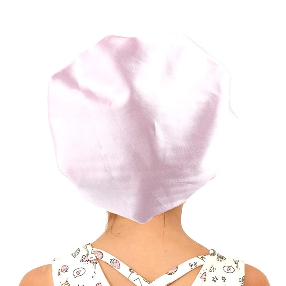 Sent Hair Kids Satin Bonnet Sleep Cap for Natural Hair, Double-Layers Comfortable Hair Bonnet, Wide Elastic Band Night Sleep Hat for Baby/Toddler/Child/Teens (Light Purple)
