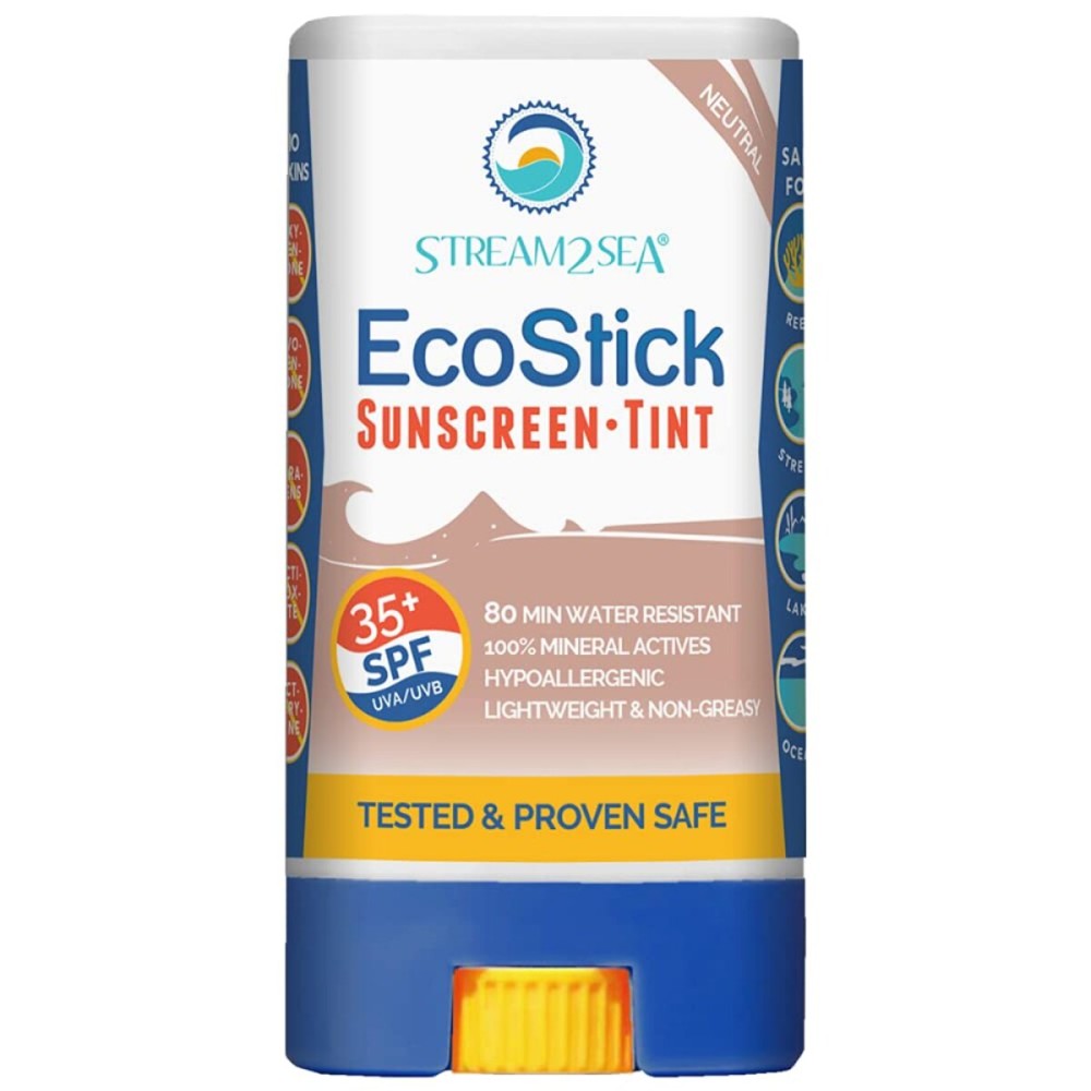 STREAM2SEA EcoStick SPF 35 Mineral Sunscreen Stick, Sweat Water Resistant Sunblock, USDA Approved Biodegradable Paraben Free Reef Safe Sunscreen Protection Against UVA UVB (EcoStick Tint) - 0.5 oz STREAM2SEA EcoStick SPF 35 Mineral Sunscreen Stick, Sweat Water Resistant Sunblock, USDA Approved Biodegradable Paraben Free Reef Safe Sunscreen Protection Against UVA UVB (EcoStick Tint) - 0.5 oz
