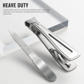 FERYES Nail Cutter Toenail Clippers for Thick Nails with Metal Nail File - 15mm Wide Jaw Nail Clipper for Tough Fingernails - Stainless Steel Nail Trimmers Fingernail Clipper for Seniors, Men & Women