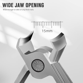 FERYES Nail Cutter Toenail Clippers for Thick Nails with Metal Nail File - 15mm Wide Jaw Nail Clipper for Tough Fingernails - Stainless Steel Nail Trimmers Fingernail Clipper for Seniors, Men & Women