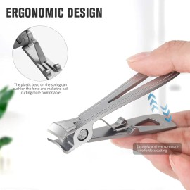 FERYES Nail Cutter Toenail Clippers for Thick Nails with Metal Nail File - 15mm Wide Jaw Nail Clipper for Tough Fingernails - Stainless Steel Nail Trimmers Fingernail Clipper for Seniors, Men & Women