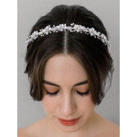 SWEETV Silver Bridal Headband Crystal Tiara for Women Pearl Wedding Headpieces for Bride Hair Accessories for Prom Birthday Party SWEETV Silver Bridal Headband Crystal Tiara for Women Pearl Wedding Headpieces for Bride Hair Accessories for Prom Birthday Party