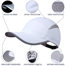GADIEMKENSD Womens Hats Baseball Cap UPF 50+ Sun Quick Dry Lightweight Breathable Trucker Hat Outdoor Hiking Fishing Run Golf Sports A Dad Mesh Hats Reflective Running Hat Ponytail for Women White