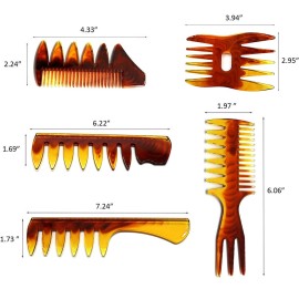 Styling Hair Comb Set Salon Barber Hairstylist Texture Comb 5 Pack Professional Hair Brush Retro Hairdressing Hair Care Style Accessory Double-sided for Men Boy Gentleman