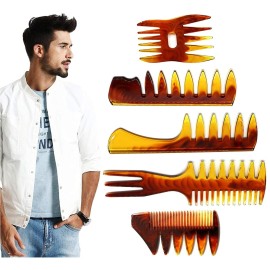 Styling Hair Comb Set Salon Barber Hairstylist Texture Comb 5 Pack Professional Hair Brush Retro Hairdressing Hair Care Style Accessory Double-sided for Men Boy Gentleman