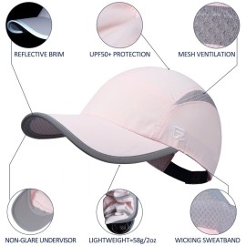 GADIEMKENSD Womens Hats Baseball Cap UPF 50+ Sun Quick Dry Lightweight Breathable Trucker Hat Outdoor Hiking Fishing Run Golf Sports A Dad Mesh Hats Reflective Running Hat Ponytail for Women Pink