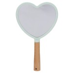 Handheld Mirror with Handle, Heart Shape Wood Hand Makeup Mirror Vanity Mirror Handheld Cosmetic Mirror for Home Salon Travel Use