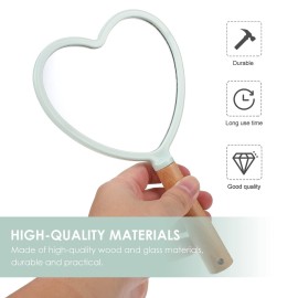 Handheld Mirror with Handle, Heart Shape Wood Hand Makeup Mirror Vanity Mirror Handheld Cosmetic Mirror for Home Salon Travel Use Handheld Mirror with Handle, Heart Shape Wood Hand Makeup Mirror Vanity Mirror Handheld Cosmetic Mirror for Home Salon Travel Use