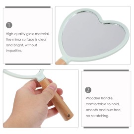 Handheld Mirror with Handle, Heart Shape Wood Hand Makeup Mirror Vanity Mirror Handheld Cosmetic Mirror for Home Salon Travel Use Handheld Mirror with Handle, Heart Shape Wood Hand Makeup Mirror Vanity Mirror Handheld Cosmetic Mirror for Home Salon Travel Use