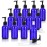 4 oz Cobalt Blue Glass Boston Round Bottle with Black Lotion Pump (12 Pack) + Funnel