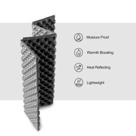 REDCAMP Ultralight Foam Backpacking Sit Pad, Foldable Waterproof Z Hiking Sitting Pad Insulated Stadium Seat Cushion with Strap for Outdoor Camping Picnic, Black 1pc