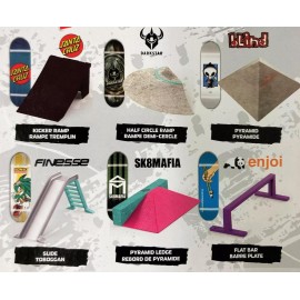 Tech Deck Street Hits 2021 Series Sk8mafia Skateboards Wes Kremer House Stripes Green Complete Fingerboard and Pyramid Ledge Obstacle