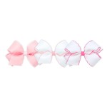 Wee Ones Girls\' Medium Moonstitch Grosgrain Bow 3 pc. Variety Pack Set on WeeStay No-Slip Hair Clip