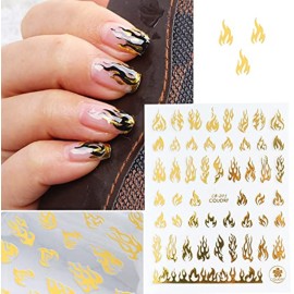 XMMXNBJ 4 Sheets Flame Nail Art Stickers Decals 3D Laser Gold Self-Adhesive Flame Nail Sticker 4 Colors Nail Art Designs for Women Girls Manicure Tips Charms Decoration XMMXNBJ 4 Sheets Flame Nail Art Stickers Decals 3D Laser Gold Self-Adhesive Flame Nail Sticker 4 Colors Nail Art Designs for Women Girls Manicure Tips Charms Decoration