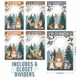 Hadley Designs 6 Hanger Dividers Baby Closet Size Dividers - Woodland Baby Closet Dividers, Organizer for Nursery Organization, Newborn Essentials, Nursery Closet Dividers Girl or Boy
