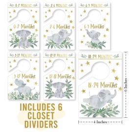 Hadley Designs Baby Closet Dividers (6-Pack) - Nursery Organizer, Baby Size Closet Dividers for Boy & Girl, Durable Plastic, Double-Sided (Elephant)
