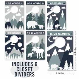 Hadley Designs 6 Baby Closet Size Dividers Boy-Adventure Baby Closet by Month, Baby Closet Organizer for Nursery Organization, Baby Essentials for Newborn Baby Boy