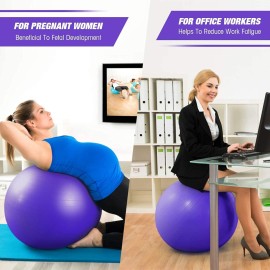 Yoga Ball for Workout Pregnancy Stability - Swiss Balance Ball Fitness Ball Chair for Office, Home Gym