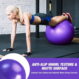 Yoga Ball for Workout Pregnancy Stability - Swiss Balance Ball Fitness Ball Chair for Office, Home Gym