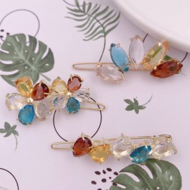 3PCS Clear Color Gems Small Mini Barrette Decorative Hair Clips Accessories for Thin Hair Women