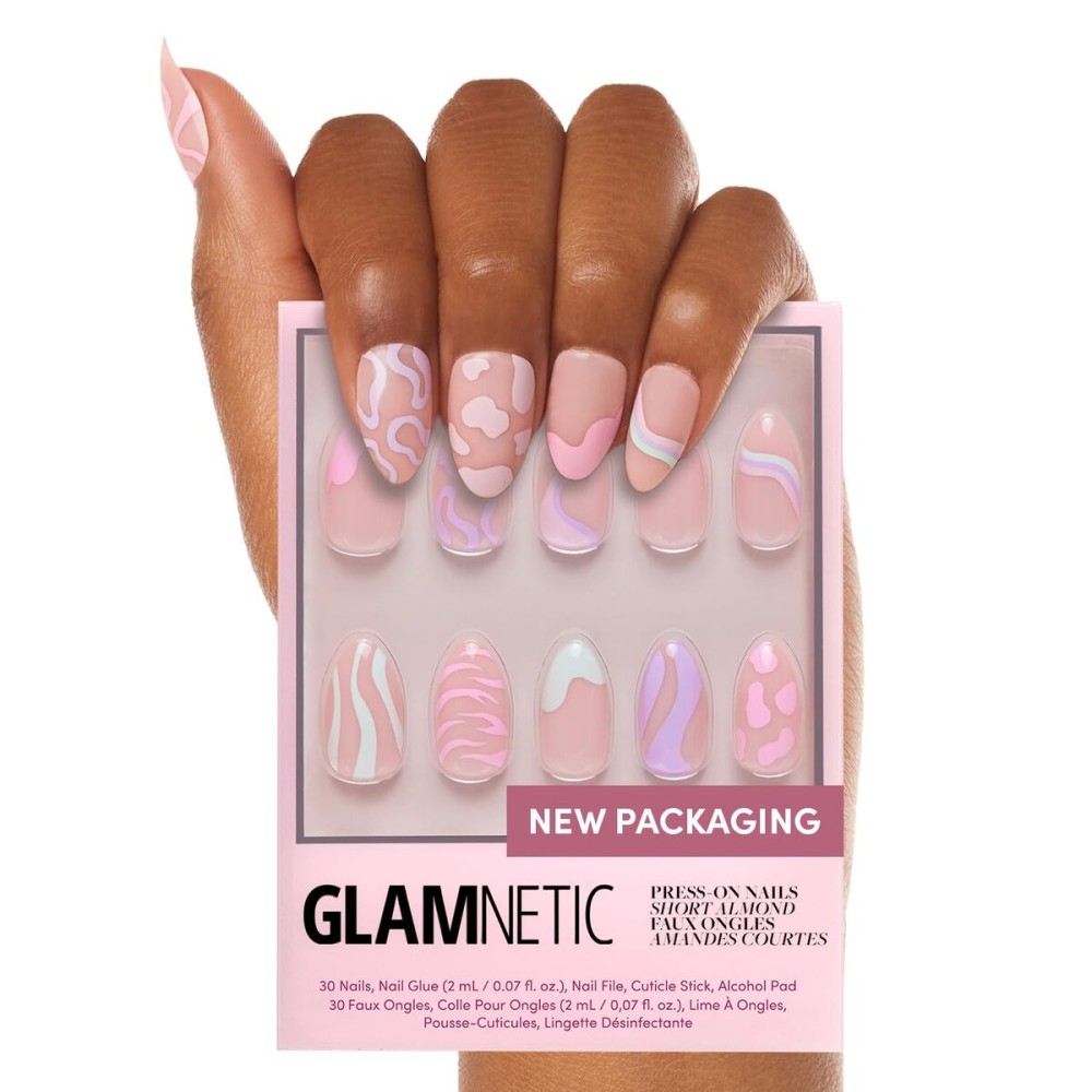 Glamnetic Press On Nails - Wild Card | Opaque UV Finish Short Pointed Almond Shape, Reusable Pastel Nails in 12 Sizes - 24 Nail Kit with Glue Glamnetic Press On Nails - Wild Card | Opaque UV Finish Short Pointed Almond Shape, Reusable Pastel Nails in 12 Sizes - 24 Nail Kit with Glue