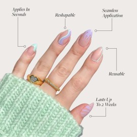 Glamnetic Press On Nails - Wild Card | Opaque UV Finish Short Pointed Almond Shape, Reusable Pastel Nails in 12 Sizes - 24 Nail Kit with Glue Glamnetic Press On Nails - Wild Card | Opaque UV Finish Short Pointed Almond Shape, Reusable Pastel Nails in 12 Sizes - 24 Nail Kit with Glue