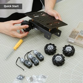 LewanSoul Mecanum Robot Chassis Car Kit with 360 Omnidirectional Wheel, Aluminum Alloy Frame, TT Motor, 66mm Omnidirectional Wheels, Robotic Moving Platform Robot Car DIY Kit (Unassembled)