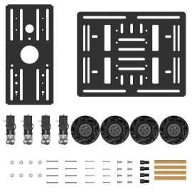 LewanSoul Mecanum Robot Chassis Car Kit with 360 Omnidirectional Wheel, Aluminum Alloy Frame, TT Motor, 66mm Omnidirectional Wheels, Robotic Moving Platform Robot Car DIY Kit (Unassembled)