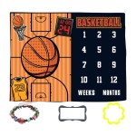 LYLYCTY Baby Monthly Milestone Blanket, Month Blanket for Newborn Baby Shower, Basketball Game Photography Background for Baby 60x40 inches BTLSLY111