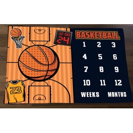 LYLYCTY Baby Monthly Milestone Blanket, Month Blanket for Newborn Baby Shower, Basketball Game Photography Background for Baby 60x40 inches BTLSLY111