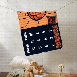 LYLYCTY Baby Monthly Milestone Blanket, Month Blanket for Newborn Baby Shower, Basketball Game Photography Background for Baby 60x40 inches BTLSLY111