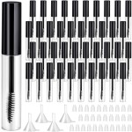 40 Pieces 10 ml Empty Mascara Tubes Eyelash Wand Refillable Clear Bottles Eyelash Cream Container Bottle with 4 Pieces Transparent Funnels Transferring Castor Oil for DIY Cosmetics (Black)