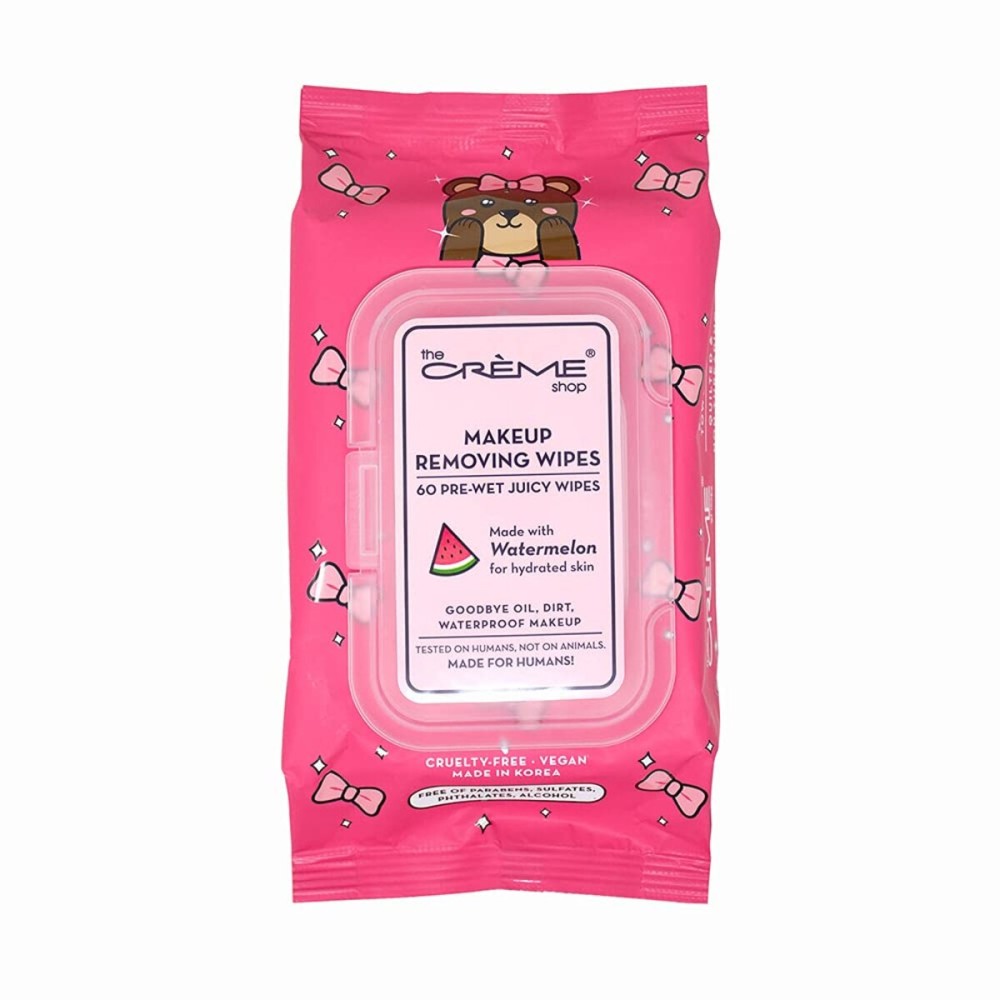 The Crme Shop Makeup Removing Wipes Made with Watermelon for Hydrated Skin (60 Pre-Wet Juicy Wipes)