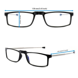 GOOSEN 2-Pack Reading Glasses for Women Men, Keychain Bags Compact Folding Readers, Clear Lens Blue light Glasses Spring Hinge, Black Black 2.25 x