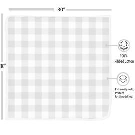 Baby Blankets - Soft Pure Cotton Swaddle Blankets for Boys and Girls - 6 Pack Grey & White Designs - Multi Use - 30 x 30 Inches