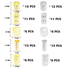 100 PCS Gold Hair Cuffs Hair Beads for Girls Silver Hair Jewelry for Braids Accessories, Flosius Hair Charms for Braids Dreadlock Accessories Loc Jewelry for Black Women