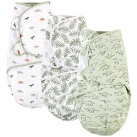 Hudson Baby Unisex Baby Quilted Cotton Swaddle Wrap 3pk, Dinosaur, 0-3 Months