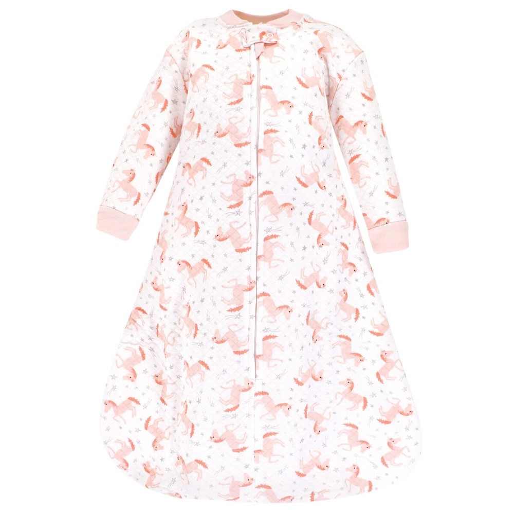 Hudson Baby Unisex Baby Premium Quilted Long Sleeve Sleeping Bag and Wearable Blanket, Coral Unicorn, 18-24 Months