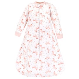 Hudson Baby Unisex Baby Premium Quilted Long Sleeve Sleeping Bag and Wearable Blanket, Coral Unicorn, 18-24 Months