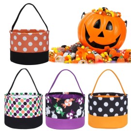 Halloween Trick or Treat Bag Halloween Candy Bucket Fabric Tote Gift Candy Bag Candy Polka Dot Skull Pumpkin Stripe Halloween Party Favors for Kids