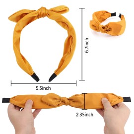 Jaciya 6pcs Knotted Bow Headbands for Women Turban Wide Headbands for Women Top Knot Hair Bands Diademas para Mujer