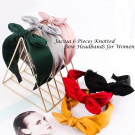 Jaciya 6pcs Knotted Bow Headbands for Women Turban Wide Headbands for Women Top Knot Hair Bands Diademas para Mujer