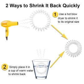 TUUXI 12pcs Spiral Hair Ties Clear No Crease Phone Cord Coils for Women No Damaged Rubber Bands for Hair Ponytail Holders 3 Sizes