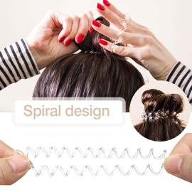 TUUXI 12pcs Spiral Hair Ties Clear No Crease Phone Cord Coils for Women No Damaged Rubber Bands for Hair Ponytail Holders 3 Sizes