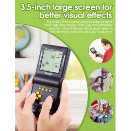 HLF 3.5-inch Large Screen Retro Brick Game Console for The 80s/90s Build in Block Game Racing/Tank Game Built-in 23 Classic Games Nostalgic Puzzle Children\'s Game Console (Black)